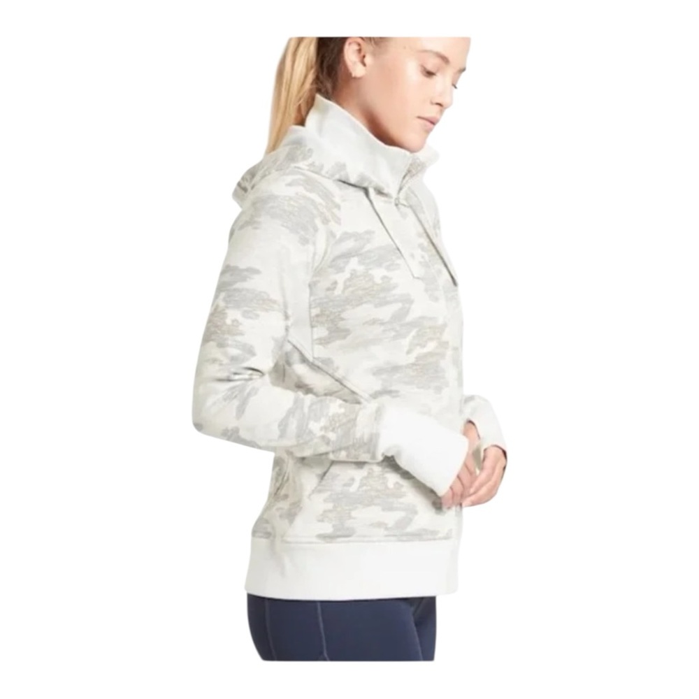 Athleta Triumph Grey Gypsum Camouflage Print Zip Up Athleisure Hoodie
